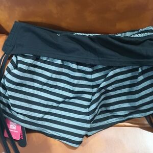 SHEIN Black and Gray Striped Lounge Shorts
